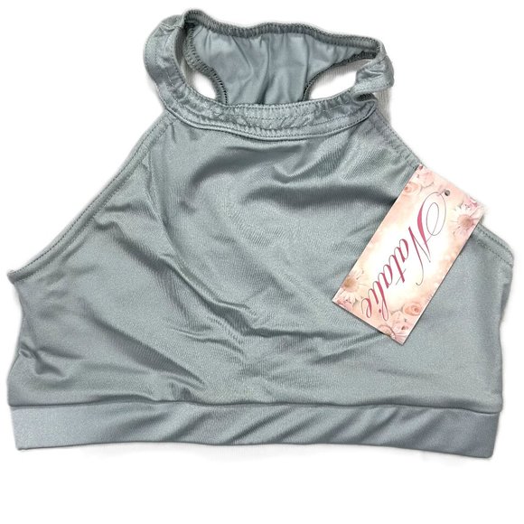 Woman’s Natalie Dancewear Soft Gray Crop Top, Size LC - Picture 1 of 7